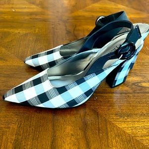 J. Renee’ Black & White Plaid Slingback Heels 8.5